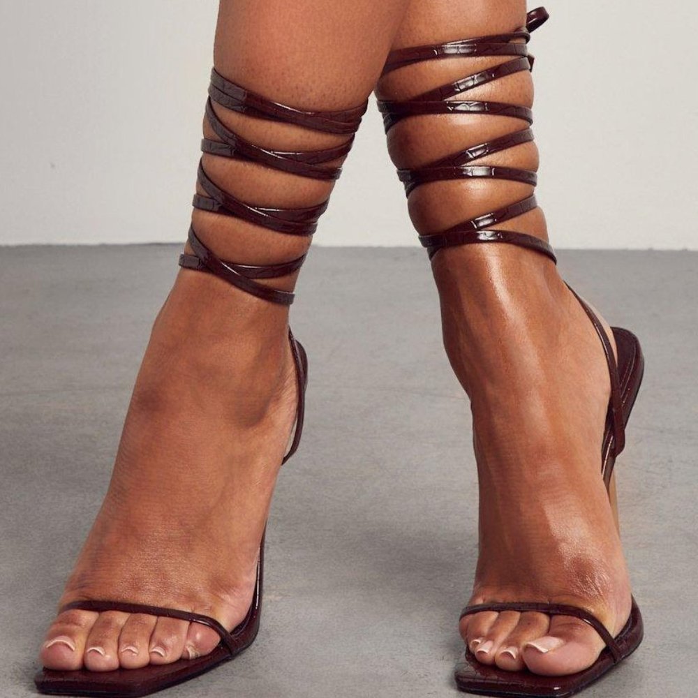 Misspap Brown Croc Heels